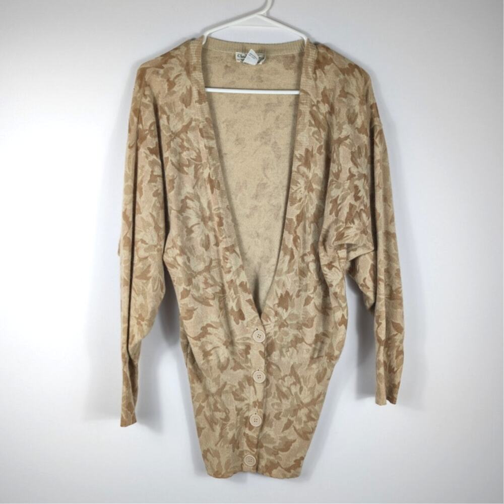 Christian Dior Separates Floral Cardigan Womens S Lambswool Angora Buttoned
